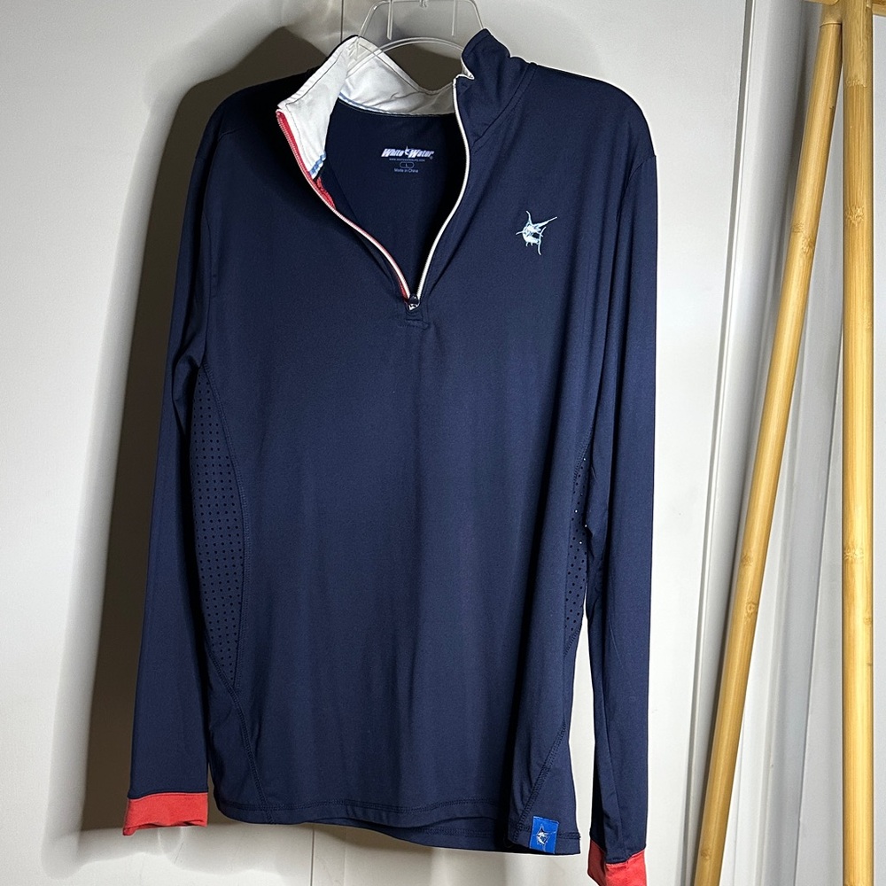 White Water Navy Blue Quarter-Zip Pullover size large - Picture 8 of 8